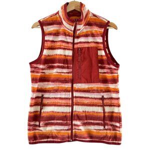 Telluride Clothing Company Fleece Vest Orange‎ Red Pink Full Zip Pockets